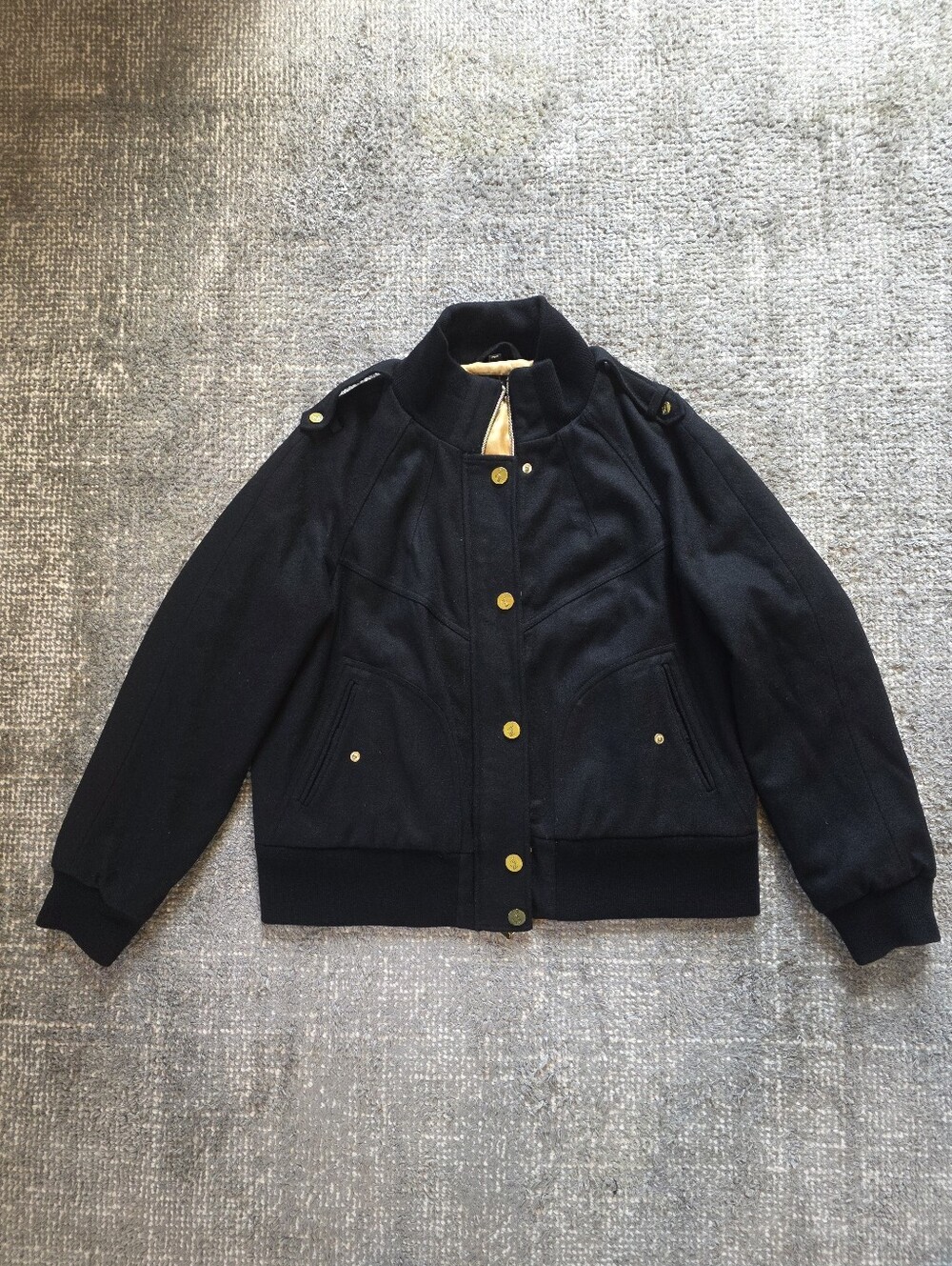 Baby Phat Women's 2X Black Bomber Jacket Gold Hardware Satin Lined Y2K